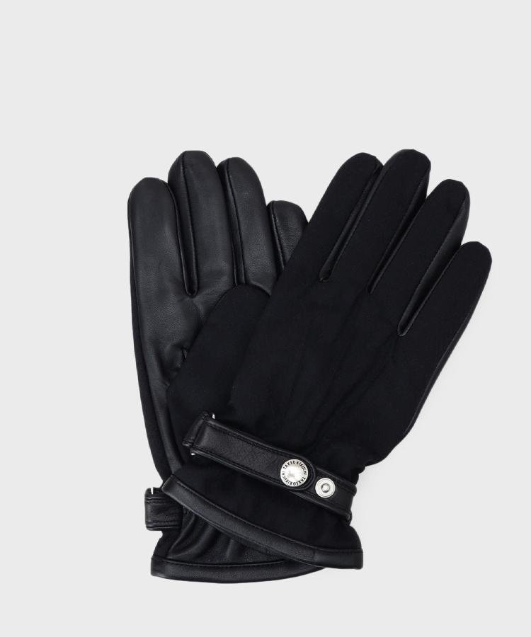 TAKEO KIKUCHI 【スマホ対応】矢絣レザーコンビグローブ タケオキクチ ファッション雑貨 手袋 ブラック..