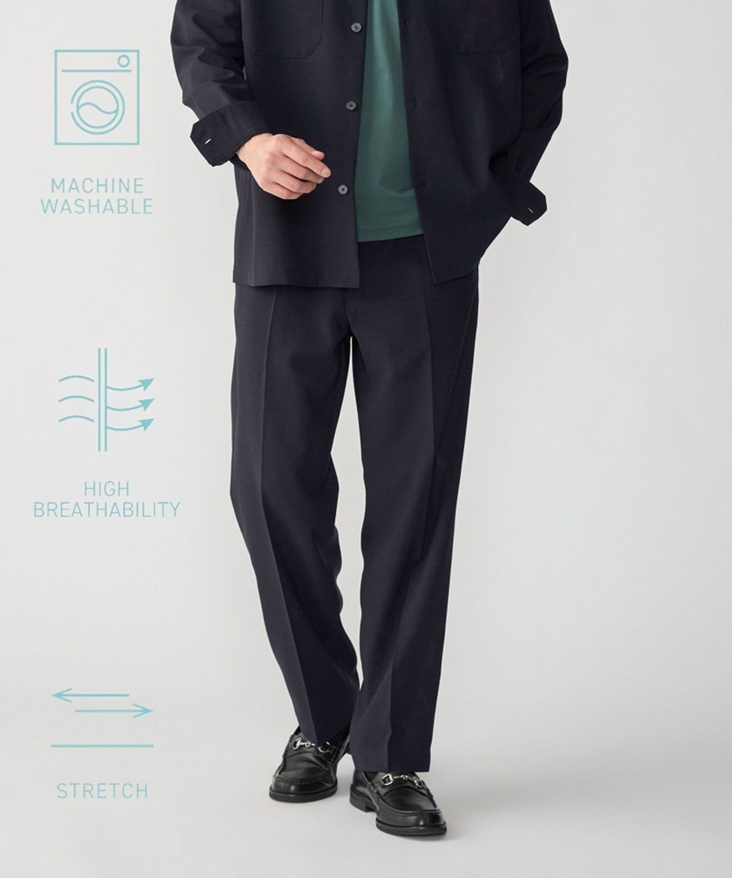MEN SHIPS:＜撥水/防しわ/洗濯機可能＞DOT AIR(R)イージーパンツ(セットアップ対応) シップス パンツ その他のパンツ ネイビー ブラック