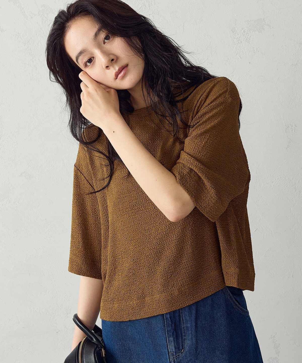 【セットアイテム】メッシュTシャツ+タンクトップ コムサイズム トップス カットソー・Tシャツ ブラック ホワイト ブラウン