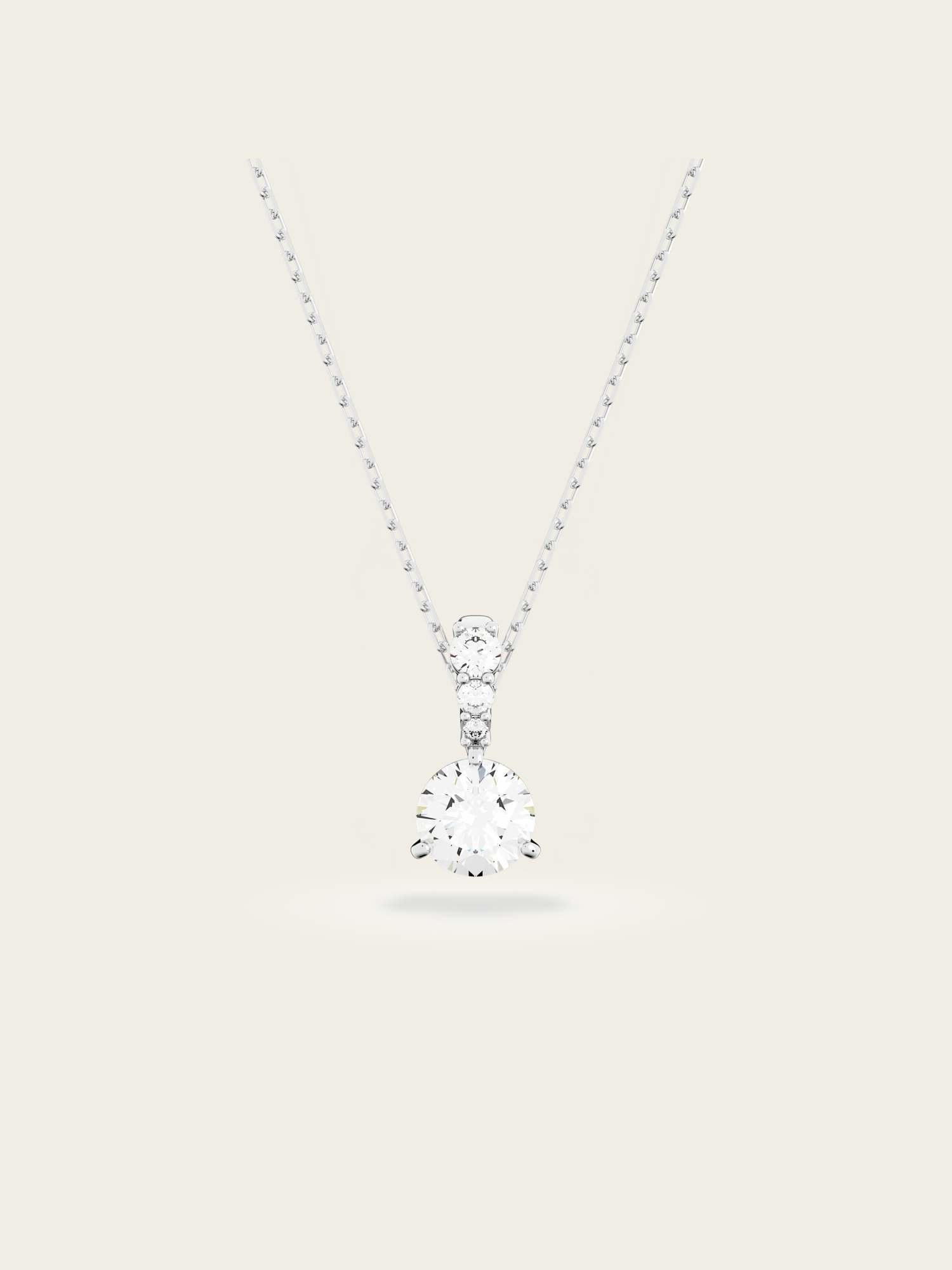 SWAROVSKI Solitaire ペンダント, ラウンドカット, ホワイト, ロジウム・プレーティング スワロフスキー アクセサリー・腕時計 ネックレス ホワイト