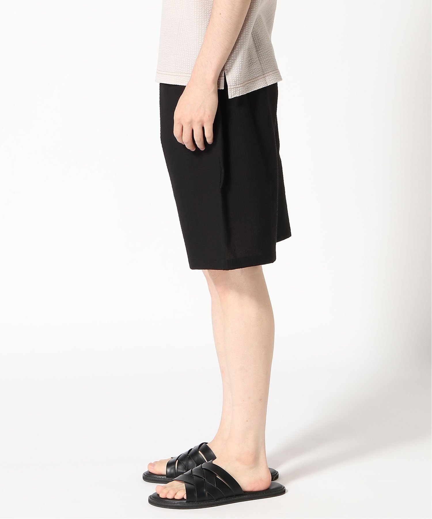 【SALE／31%OFF】COMME CA MEN (M)COMME CA MEN/コムサメン しじら織り半パンツ(膝上) ボディライフ パンツ その他のパンツ ネイビー ブラック【送料無料】