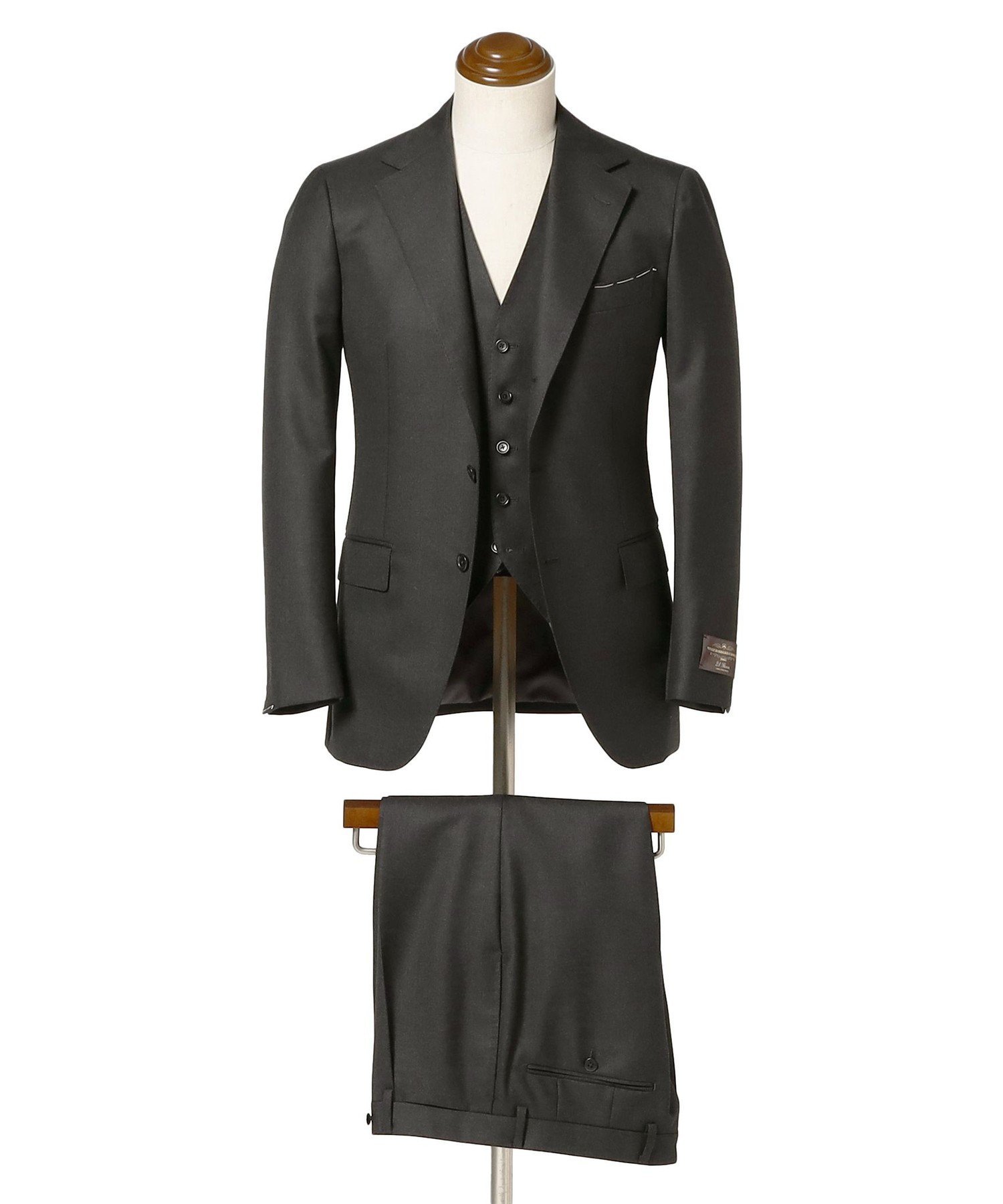 BEAMS F CANONICO ウール ソリッド スリーピース スーツ ビームス メン スーツ・フォーマル セットアップスーツ グレー ネイビー【送料無料】