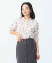 【SALE/30%OFF】BEAMS HEART WOMEN 【洗濯機洗い可】シャーリングスリーブ 花柄 ブラウス 25SS バンドカラーシャツ 5分袖 ビームス ハート トップス シャツ・ブラウス ブラック ベージュ ホワイト【送料無料】