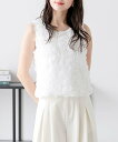 【SALE/50%OFF】La-gemme フラワージャガードノースリーブトップス ラジュール トップス カットソー・Tシャツ ホワイト ピンク