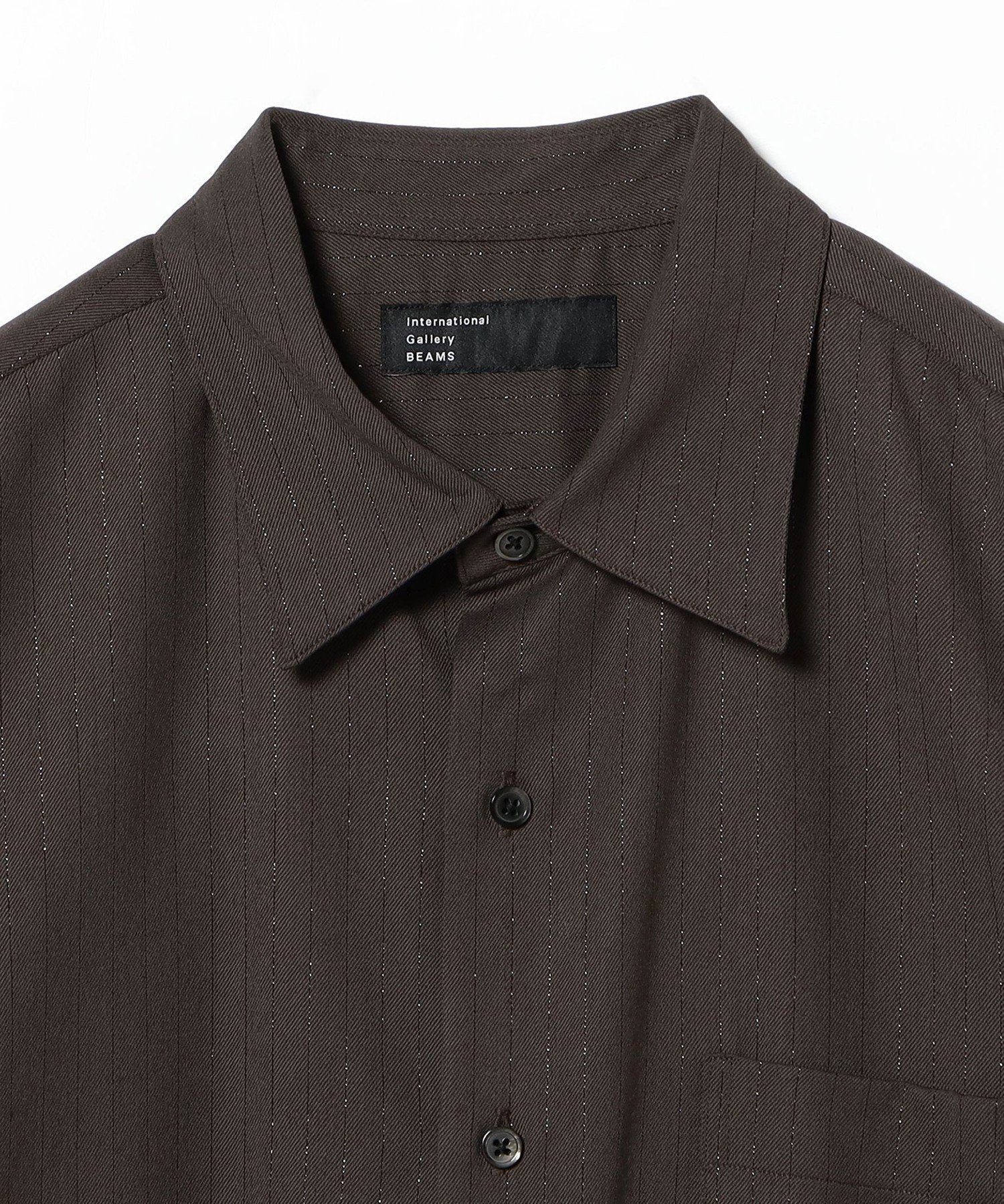 【SALE／60%OFF】International Gallery BEAMS ラメストライプ レギュラーカラー シャツ ビームス メン トップス シャツ・ブラウス ブラウン【送料無料】