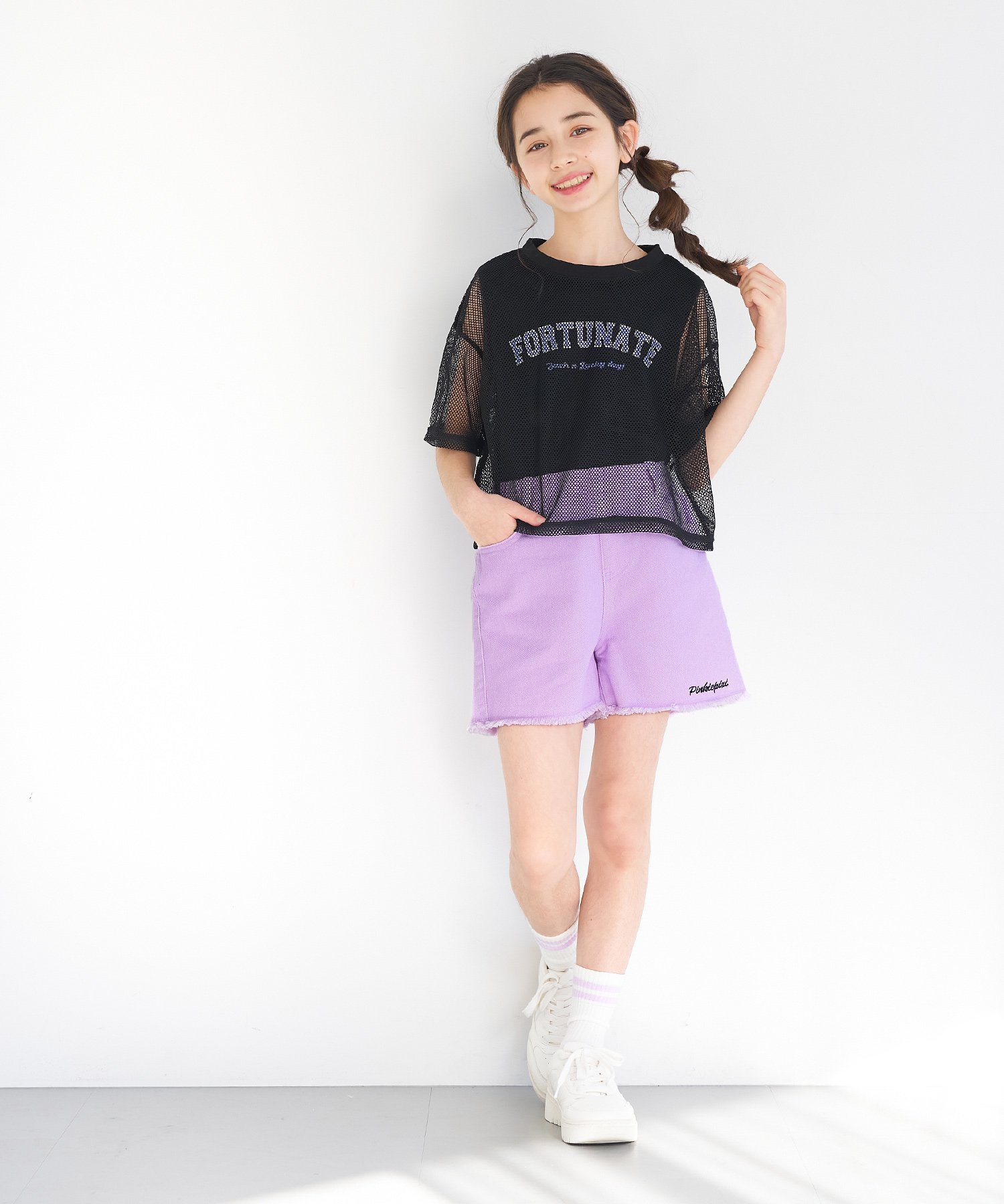 coca キッズ ツイル刺繍ショートパンツ コカ パンツ その他のパンツ ブラック パー...
