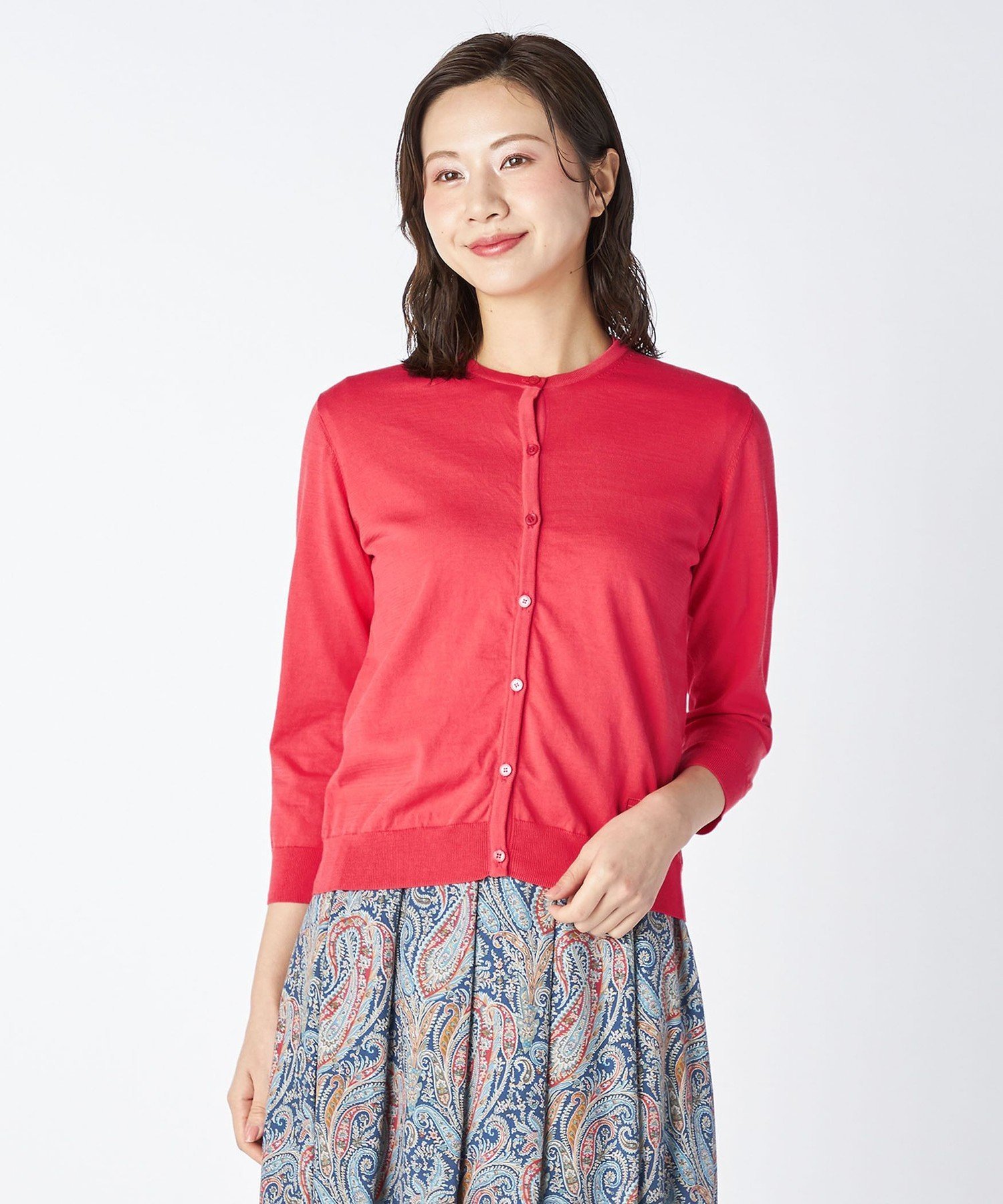 【SALE／55%OFF】KEITH 【Lサイズ】コットンハイゲージニットカーディガン キース トップス ニット グリーン ベージュ レッド【送料無料】