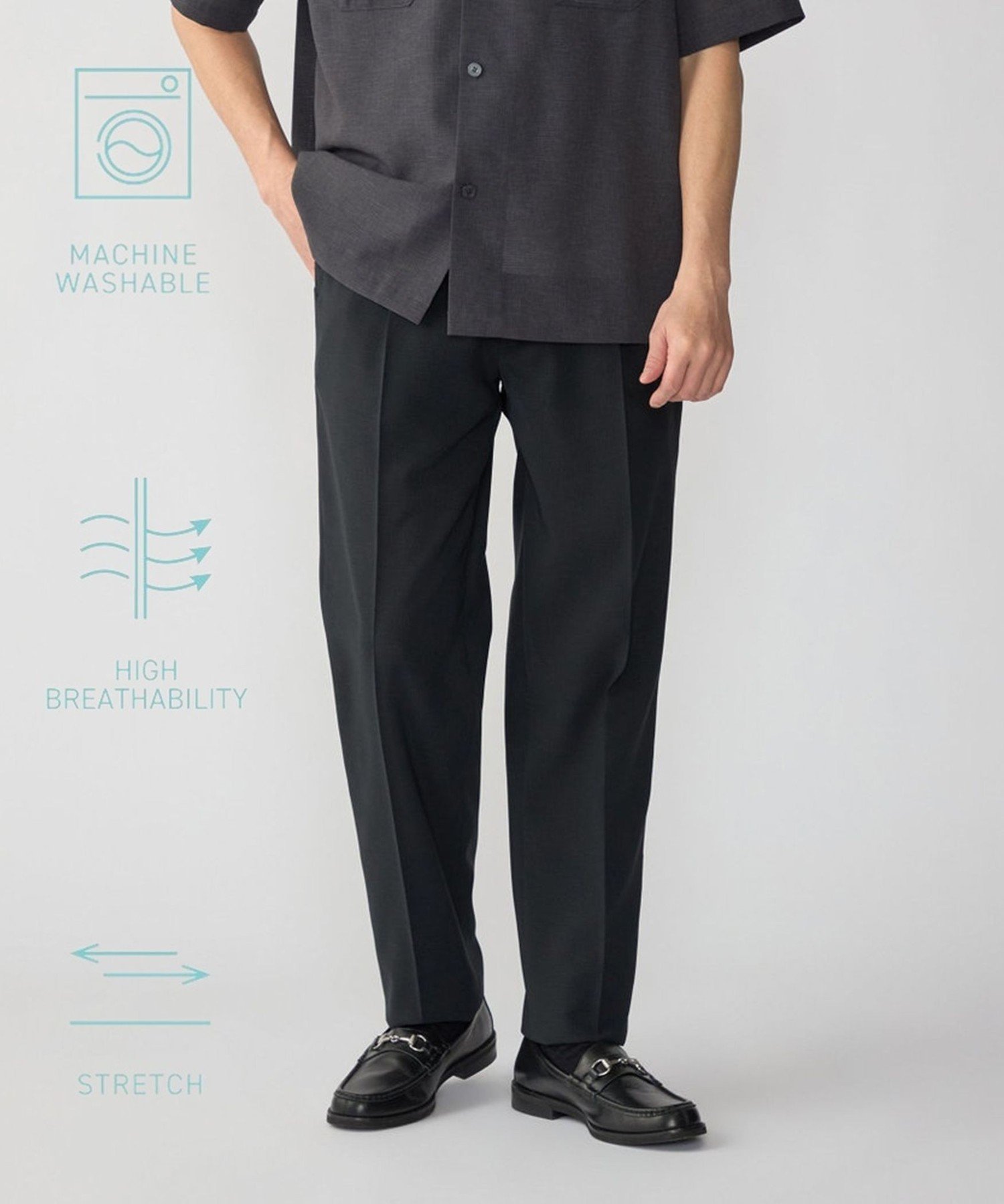 MEN SHIPS:＜撥水/防しわ/洗濯機可能＞DOT AIR(R)スラックス(セットアップ対応) シップス パンツ スラックス・ドレスパンツ ネイビー ブラック
