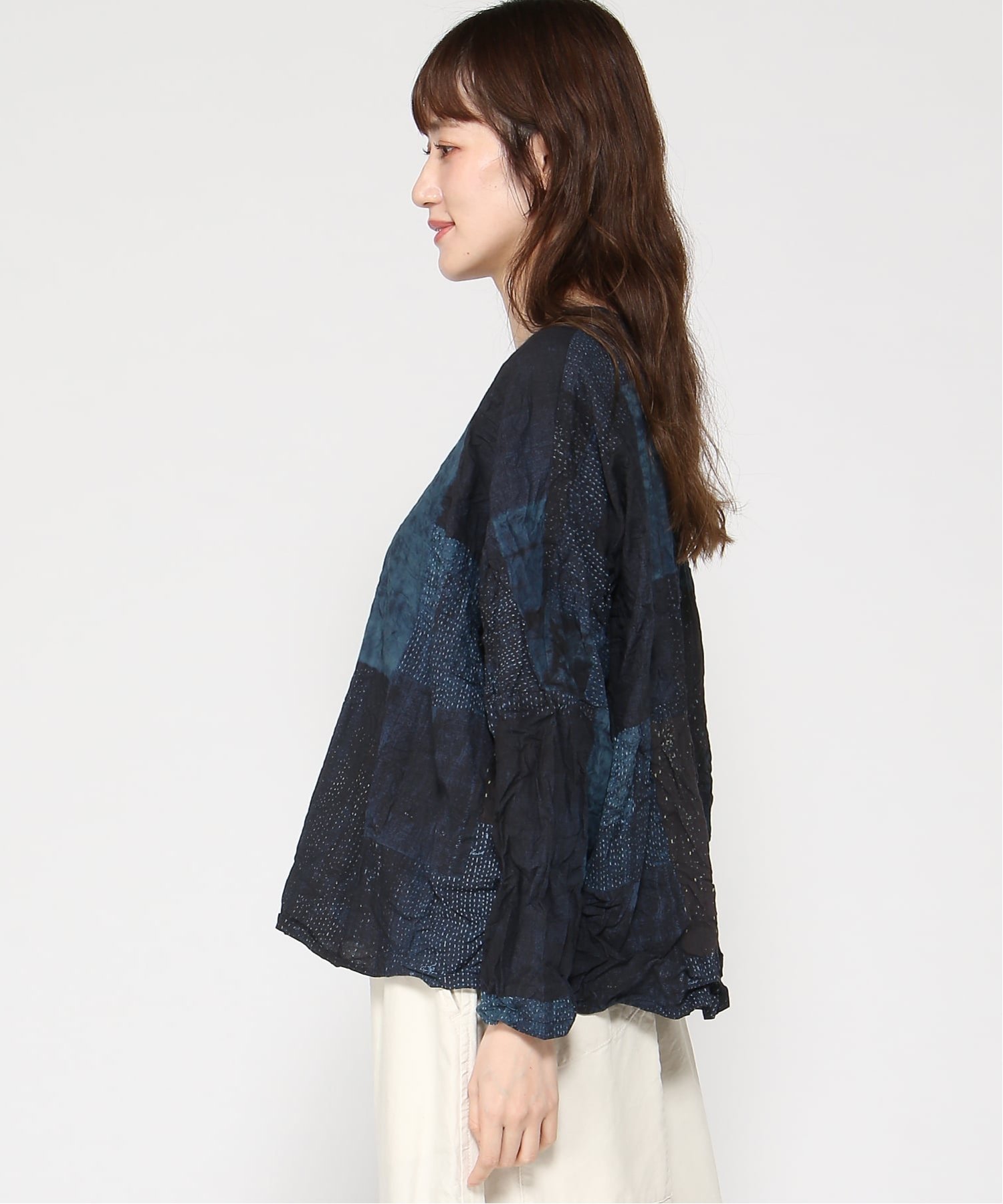 pas de calais Tsugihagi プリント2WAYブラウス パドカレ トップス シャツ・ブラウス ネイビー