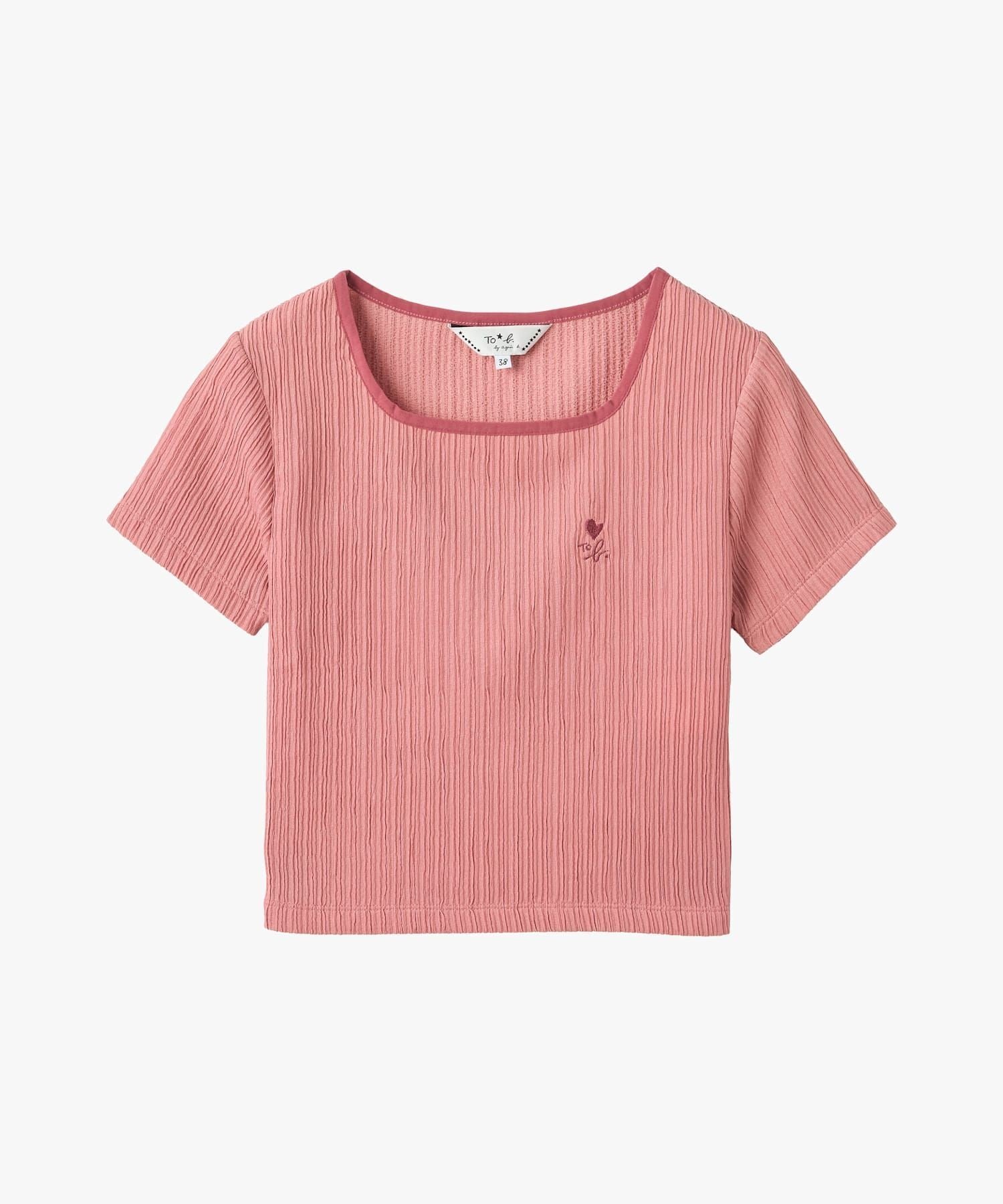 . ハート ロゴ コンパクト Tシャツ アニエスベー トップス カットソー・Tシャツ ピンク