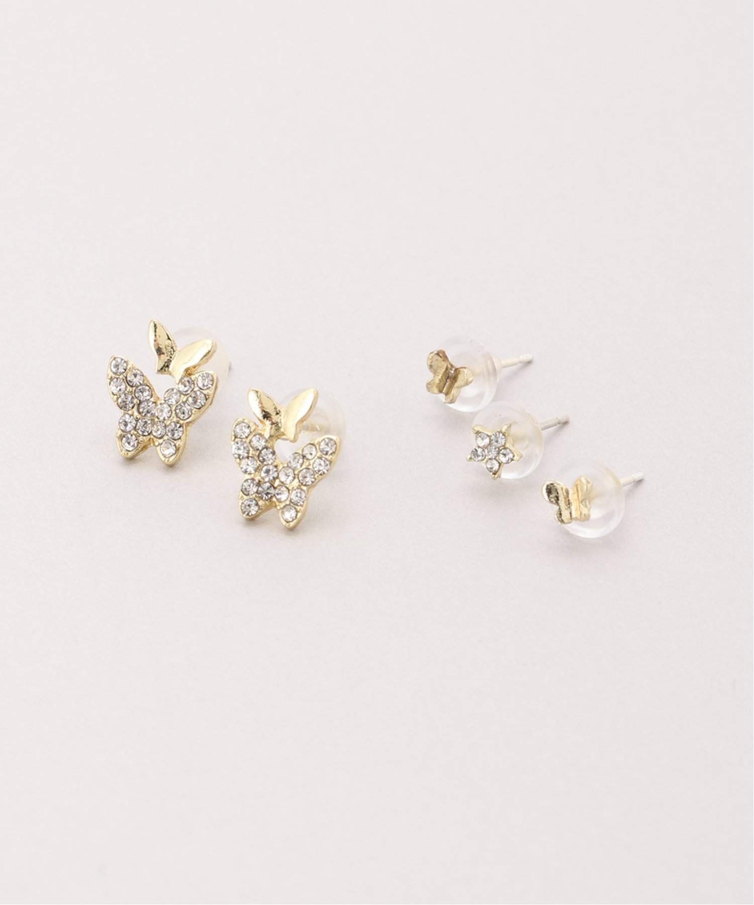 Fun&Daily F&D:5ピース・スモールバタフライセットピアス ファンアンドデイリー アクセサリー・腕時計 イヤリング・イヤーカフ ゴールド シルバー