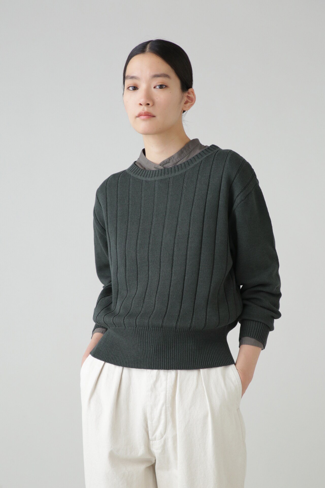 【SALE／30%OFF】MHL. CORD YARN COTTON マーガレット・ハウエル トップス ニット ブルー ホワイト グレー【送料無料】のサムネイル