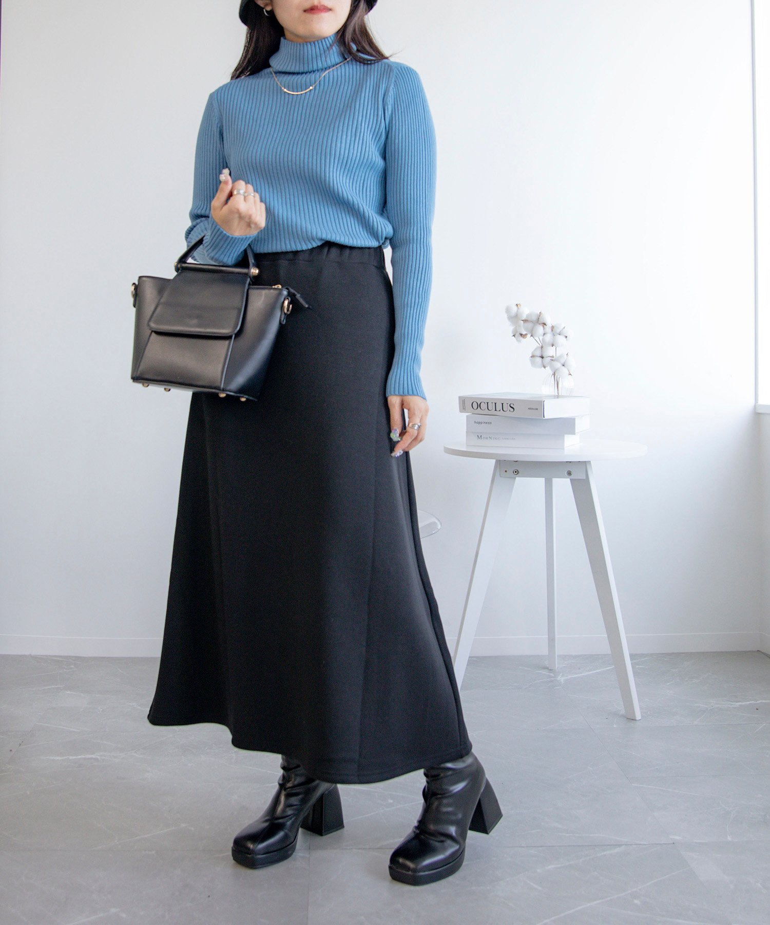 aimoha/太めリブタートルネックニット アイモハ トップス ニット ブラウン グレー ネイビー ベージュ