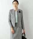 NEWYORKER WOMEN L-SIZE 【L】ブライトツィード ノーカラーパイピングジャケット ニューヨーカー エルサイズ ジャケット アウター テーラードジャケット ブレザー ホワイト ネイビー【送料無料】