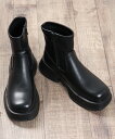 【SALE/20%OFF】LibertyDoll 4.5cmヒール スクエア厚底ストレッチブーツ ☆9137 サンエーフットウェアー シューズ・靴 ブーツ ブラ...