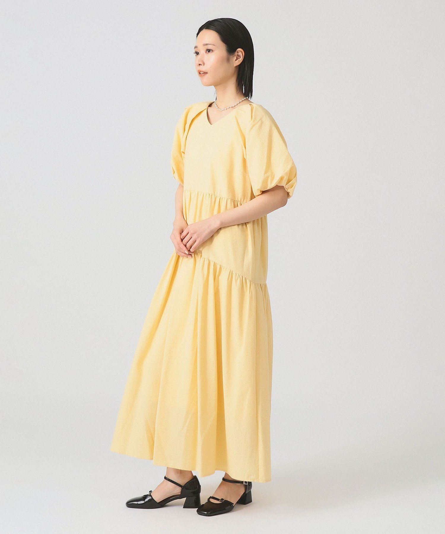 美品 アルアバイル 花柄 ドビーシフォン ティアードロングワンピース イエロー 楽天市場】ティアード(カラーイエロー)(ワンピース