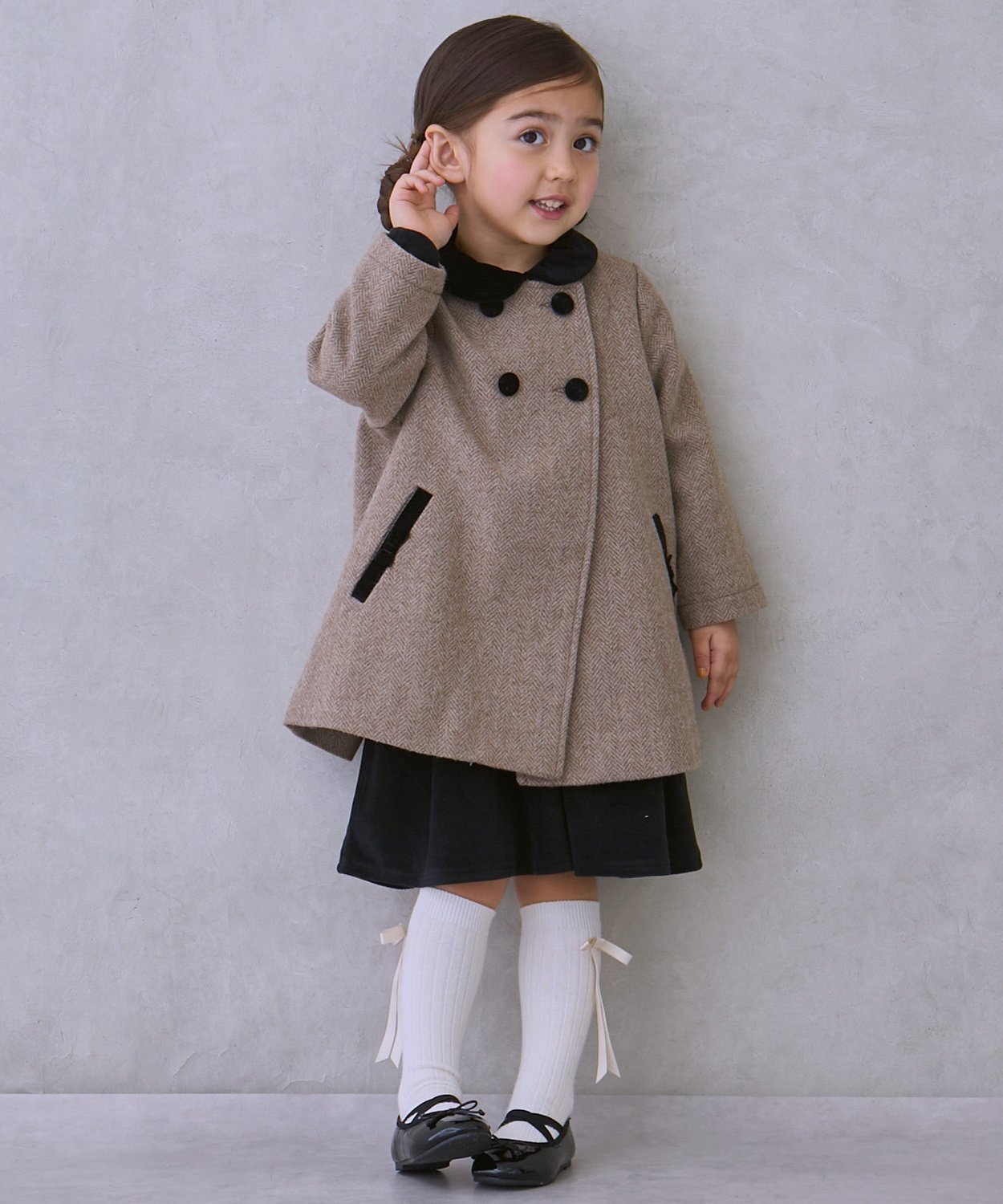 petit main 【リンク】ダブルブレストコート ナルミヤオンライン ジャケット・アウター その他のジャケット・アウター ネイビー【送料無料】