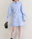 U by SPICK&SPAN 《予約》サイドギャザーミニシャツワンピース ユーバイスピックアンドスパン ワンピース・ドレス ワンピース ブルー ホワイト【送料...