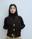 ADAM ET ROPE' FEMME 【WEB限定】・【サステナブル】ウェーブボタンVネックニットジレ アダムエロペ トップス ベスト・ジレ ブラック グレー...