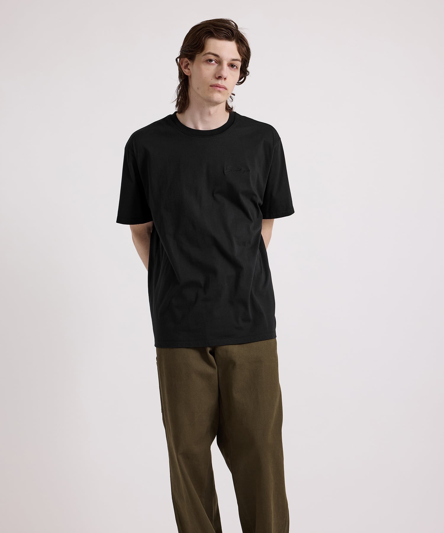 Saturdays NYC Script Emb SS Tee サタデーズ　ニューヨークシティ トップス カットソー・Tシャツ ブラック ホワイト【送料無料】