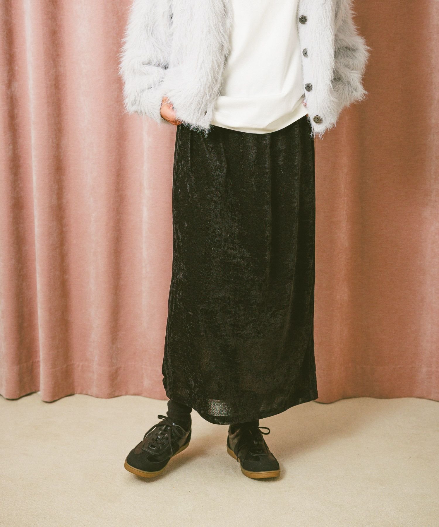 【SALE／30%OFF】BAYFLOW メッシュベロアナロースカート ベイフロー スカート ロング・マキシスカート ..