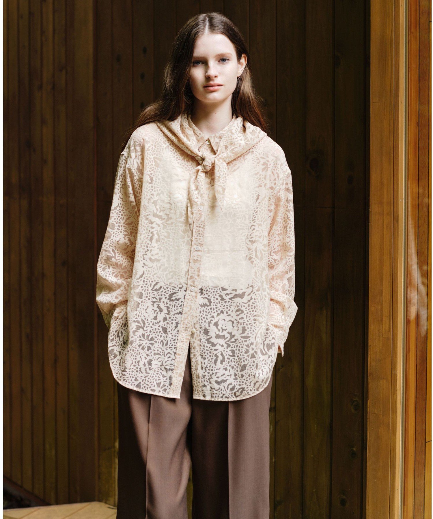 ＜SEASONAL COLLECTION＞IPEKER オパール スカーフ シャツ ユナイテッドアローズ グリーンレーベルリラクシング トップス シャツ・ブラウス ベージュ