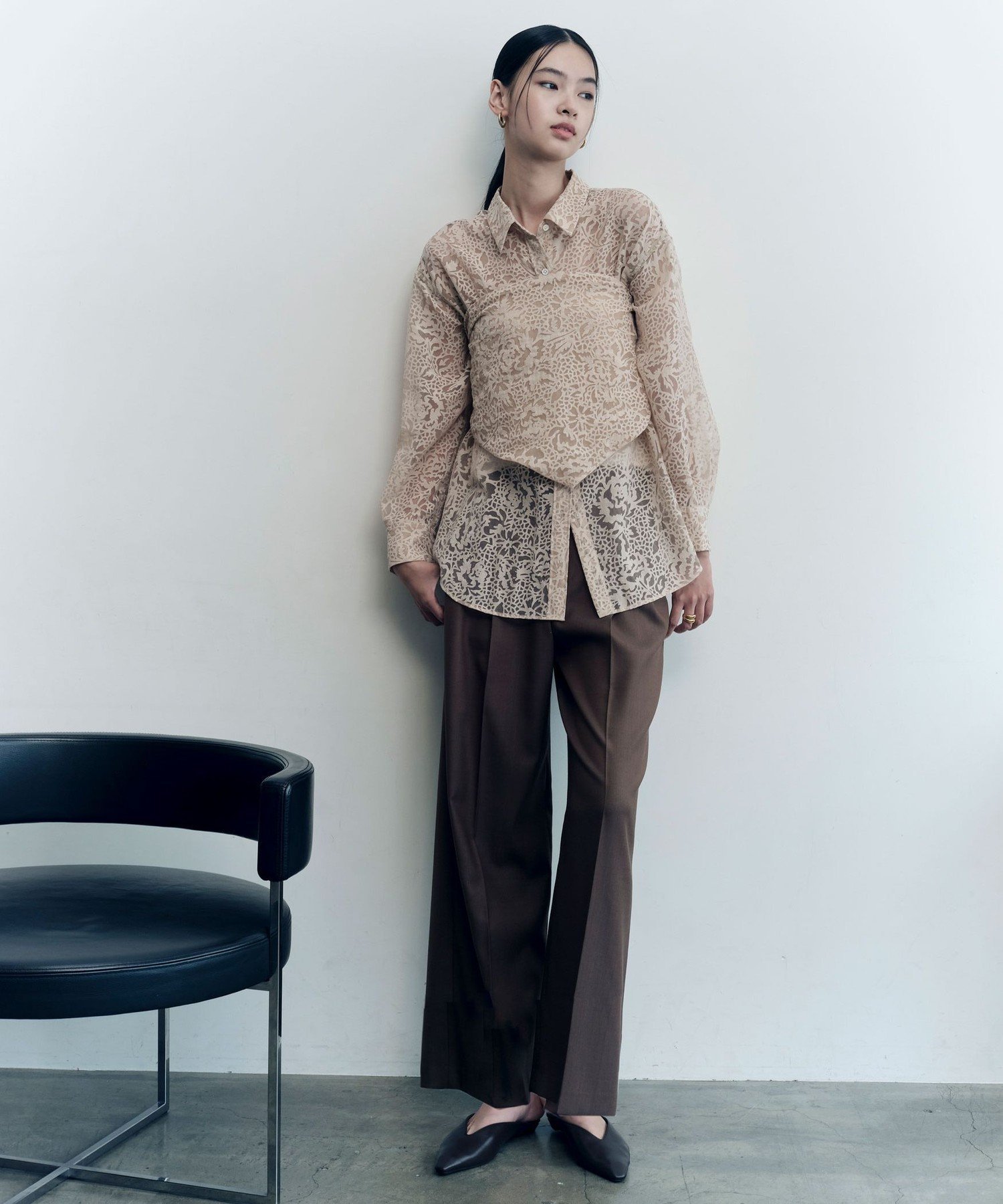 ＜SEASONAL COLLECTION＞IPEKER オパール スカーフ シャツ ユナイテッドアローズ グリーンレーベルリラクシング トップス シャツ・ブラウス ベージュ