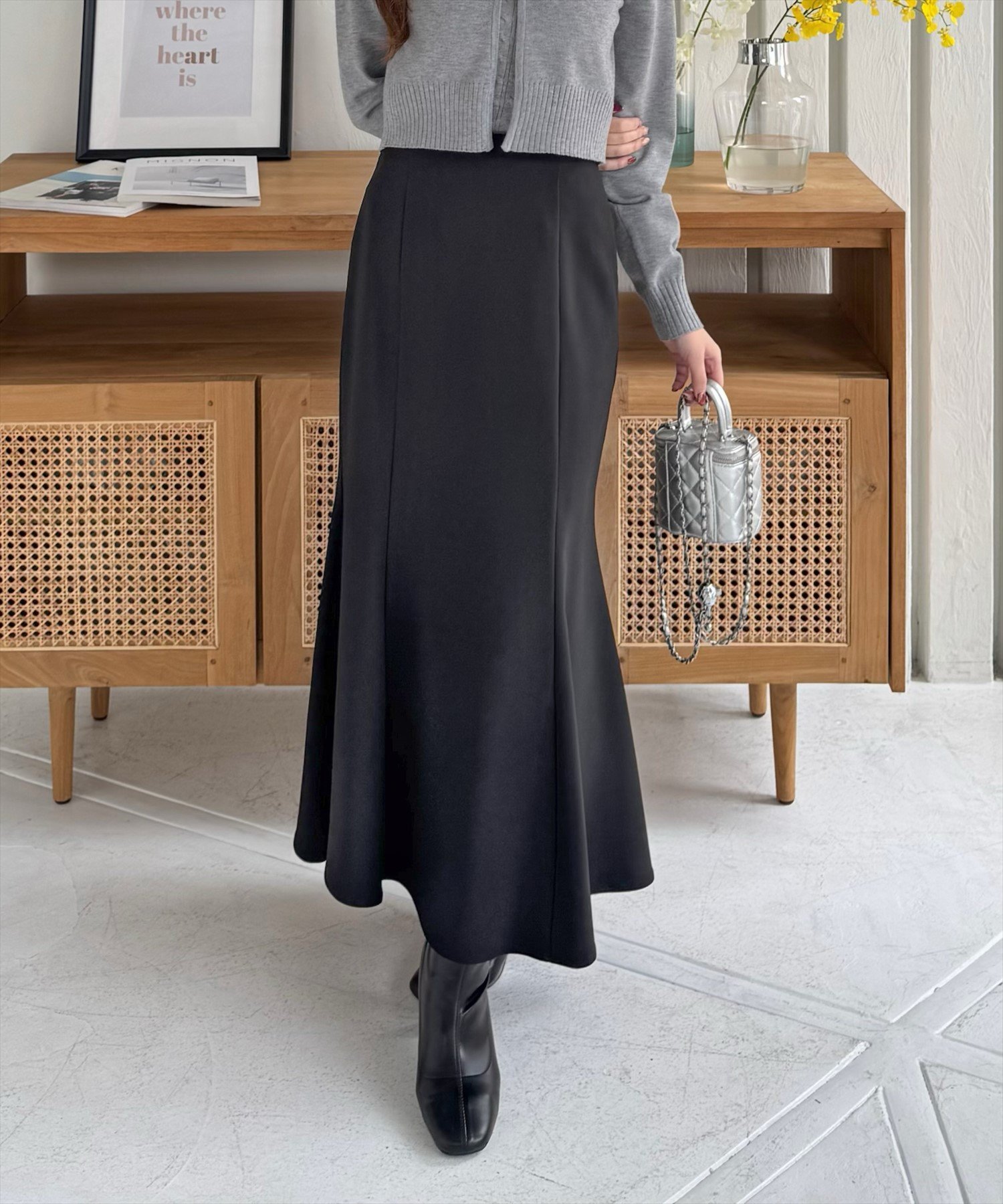 clear ロング丈ストレッチマーメイドスカート クリア スカート ロング・マキシスカート ブラック ホワイト【送料無料】のサムネイル