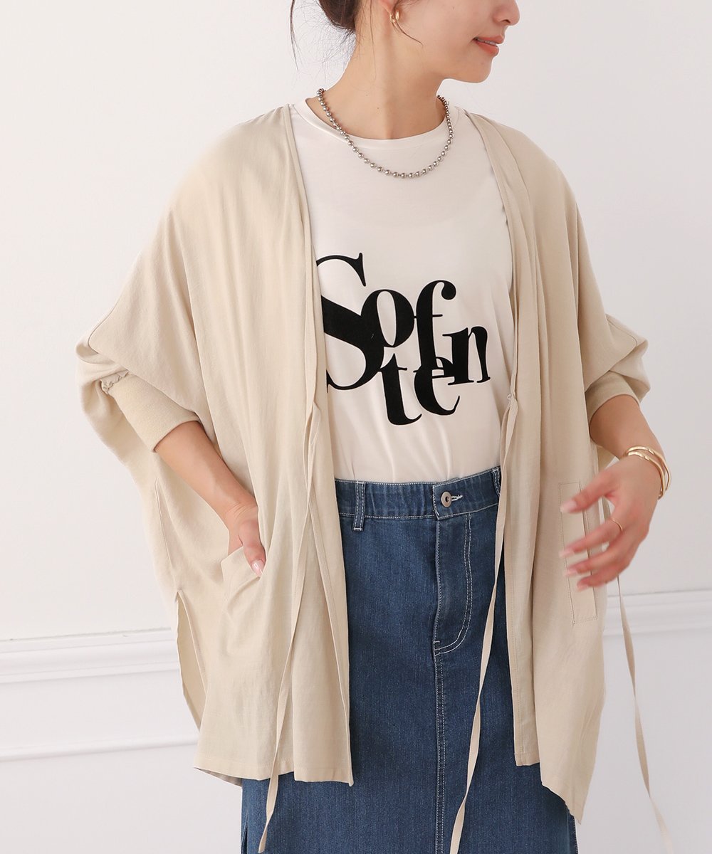 【SALE／20%OFF】Bou Jeloud T/Rスラブ2WAYカシュクールカーディガン バブ / ブージュルード トップス カーディガン ベージュ カーキグリーン グレー【送料無料】のサムネイル