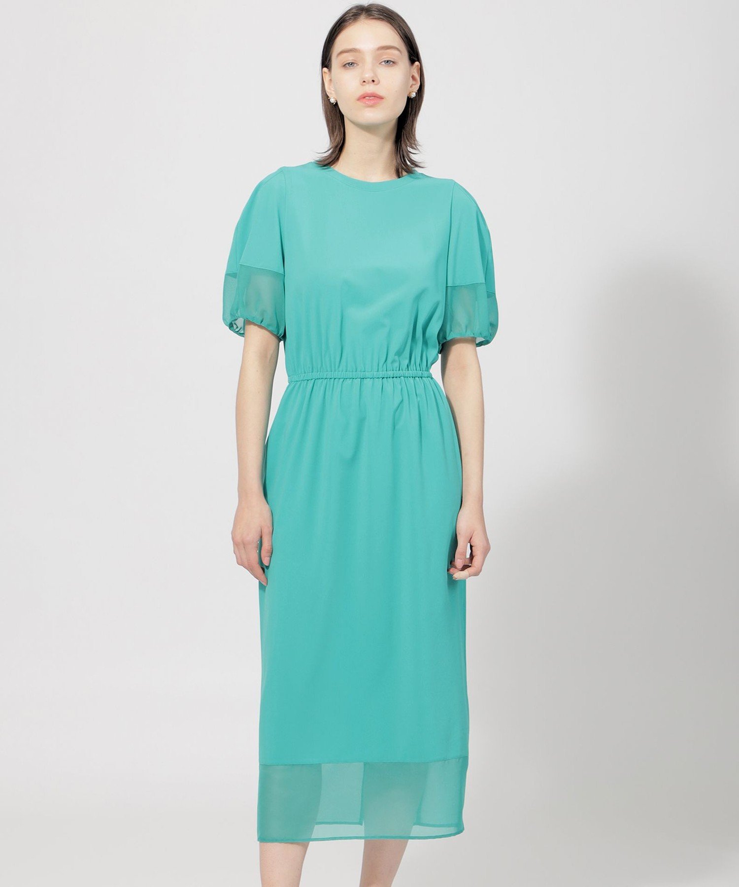 【SALE/54%OFF】EPOCA シアーコンビストレッチドレス エポカ ワンピース・ドレス ドレス グリーン ブラック ネイビー【送料無料】