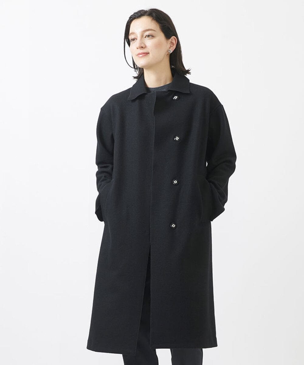 【SALE/50%OFF】GEORGES RECH(小さいサイズ) ウールスムースロングコート メゾンドゥサンク ジャケット・アウター その他のジャケット・アウター ブラック グレー【送料無料】