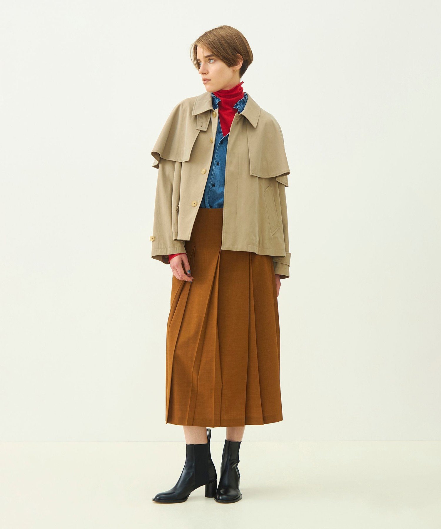 MACPHEE コットンナイロンシャンブレー ケープコート トゥモローランド ジャケット・アウター その他のジャケット・アウター ベージュ