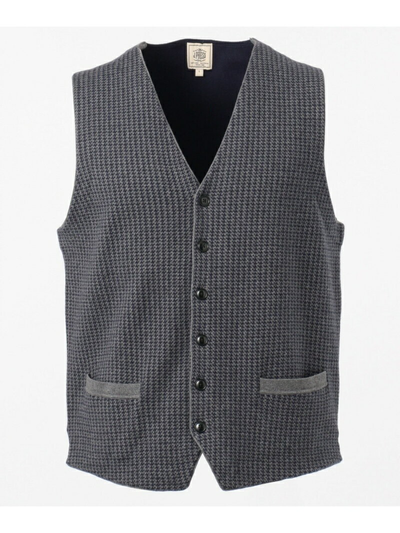 J. Press Cotton Cashmere Double Jacquard Sweater Waistcoat KROVBS0062: Grey
