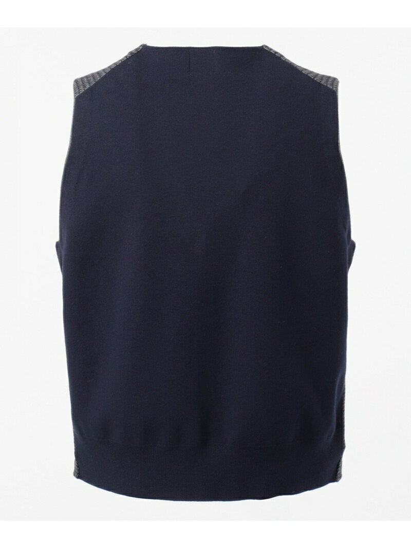 J. Press Cotton Cashmere Double Jacquard Sweater Waistcoat KROVBS0062: Grey