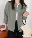 【SALE/46%OFF】Dewlily 【Dewlily】スタジャン風ニットカーディガン アミュレット トップス カーディガン グリーン ピンク ホワイト ブ...