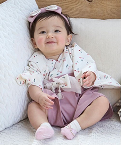 【SALE／50%OFF】petit main Girls なりきり袴カバーオール ナルミヤオンライン マタニティウェア・ベビー用品 ロンパース・カバーオール ピンクのサムネイル