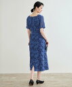 【SALE/50%OFF】ROPE' 【洗える】スクエアーネックワンピース(ジャガード/サッカー素材) ロペ ワンピース・ドレス ワンピース ブラック ブラウン ブルー【送料無料】