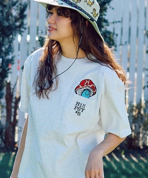 シリコンバイオ 色々ポケット刺繍 BIG TEE (MENS/WOMENS) ゴースローキャラバン トップス カットソー・Tシャツ ベージュ グリーン ブラック