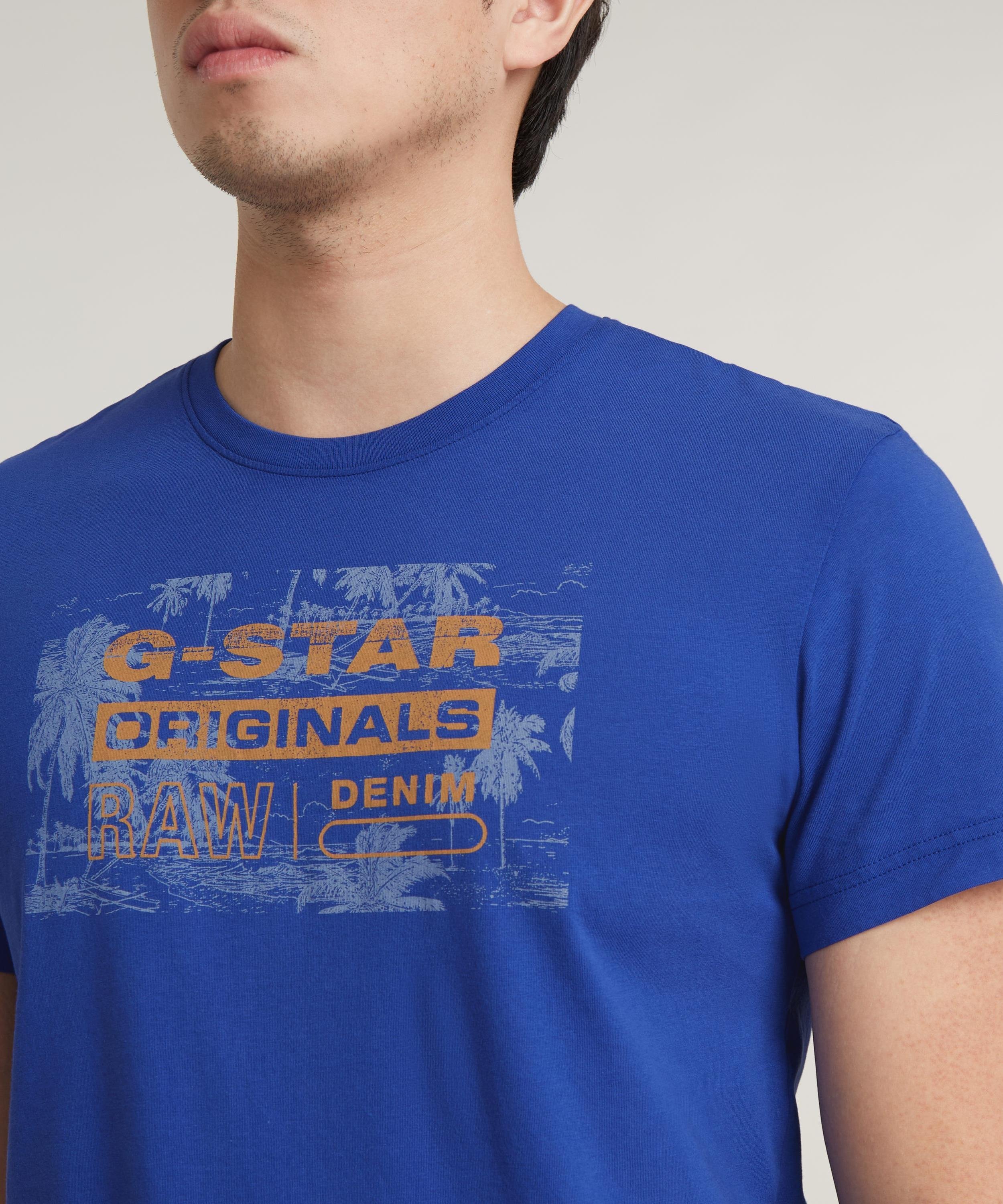 【公式ショップ】FRAMED PALM ORIGINALS T-SHIRT/リアルツリーカモロゴTシャツ ジースターロゥ トップス カットソー・Tシャツ ブルー