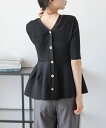 【SALE/50%OFF】Lajour 【日本製】2WAYペプラムリブニットトップス ラジュール トップス ニット ブラウン ベージュ ブラック【送料無料】