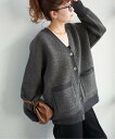 Spick & Span 《追加》ブークレダブルフェイスカーディガン スピックアンドスパン トップス カーディガン グレー ホワイト【送料無料】