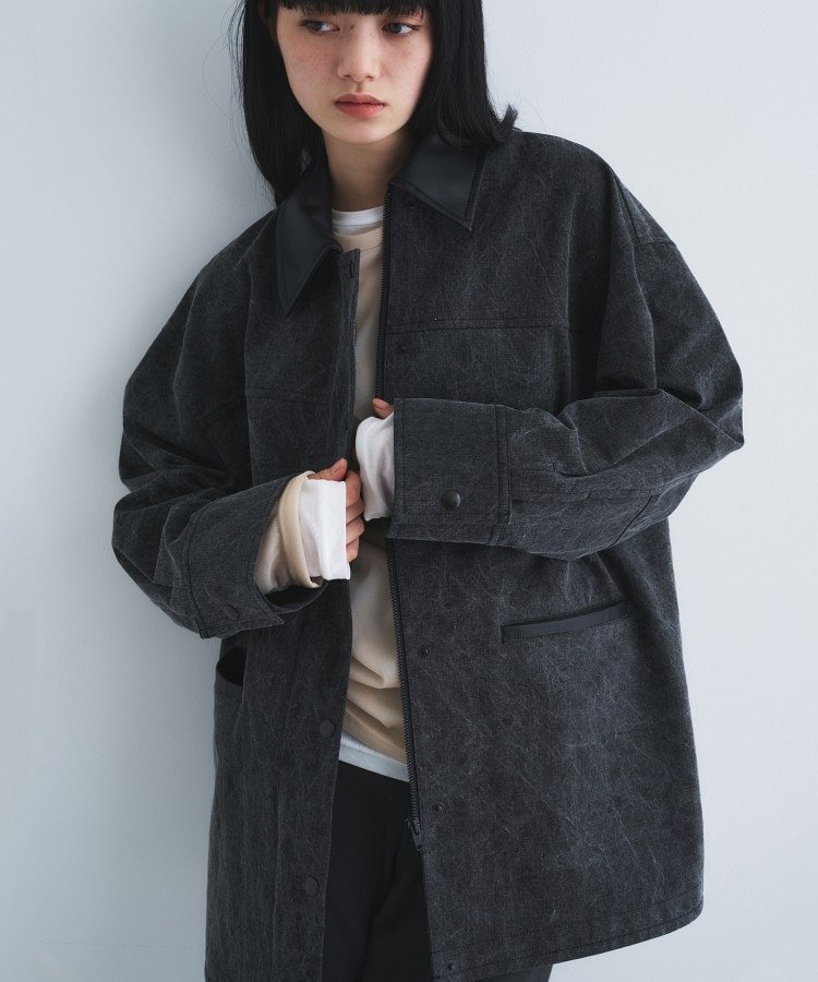 CODE A pigment denim coverall コードエー ジャケット・アウター ステンカラーコート ブラック ネイビー