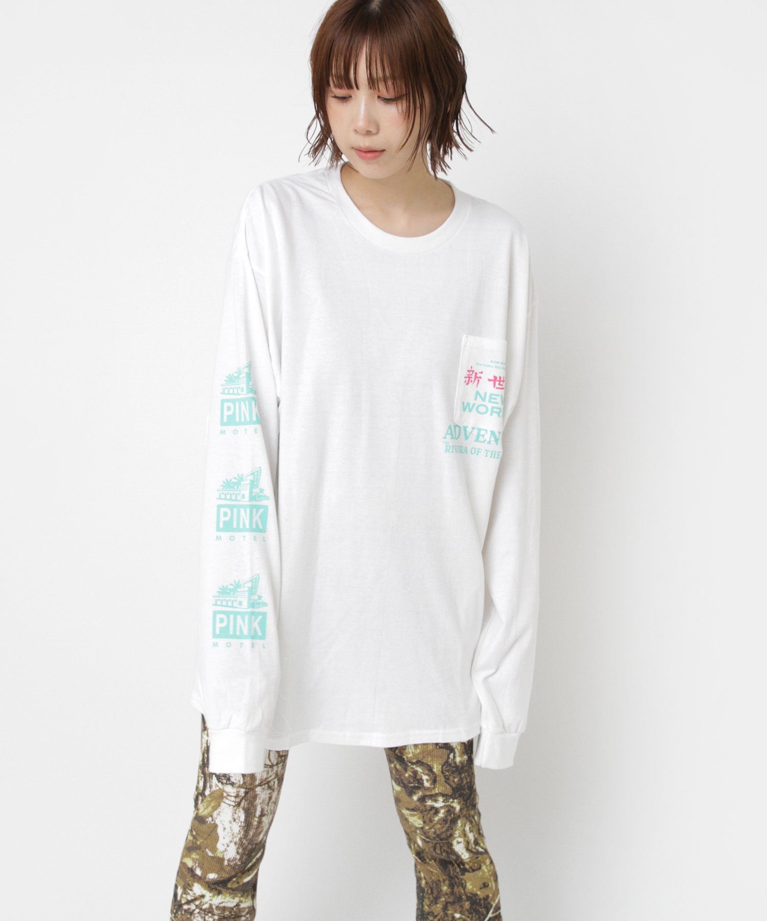 RNA M2558 PM新世界ポケロンT アールエヌエー トップス カットソー・Tシャツ ネイビー ホワイト