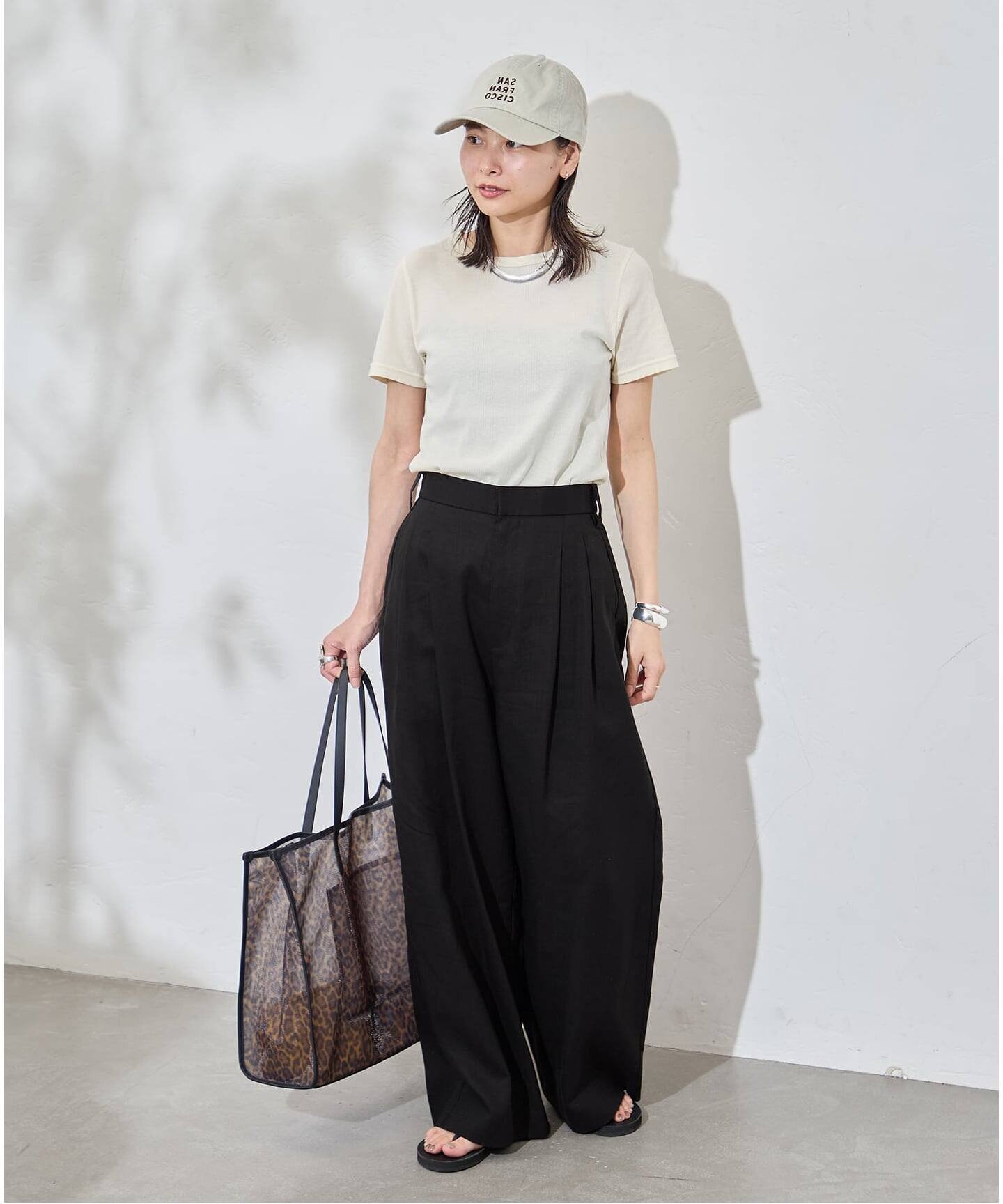 JOURNAL STANDARD リネンライクロングスラブパンツ ジャーナル スタンダード パンツ その他のパンツ ブラック ベージュ
