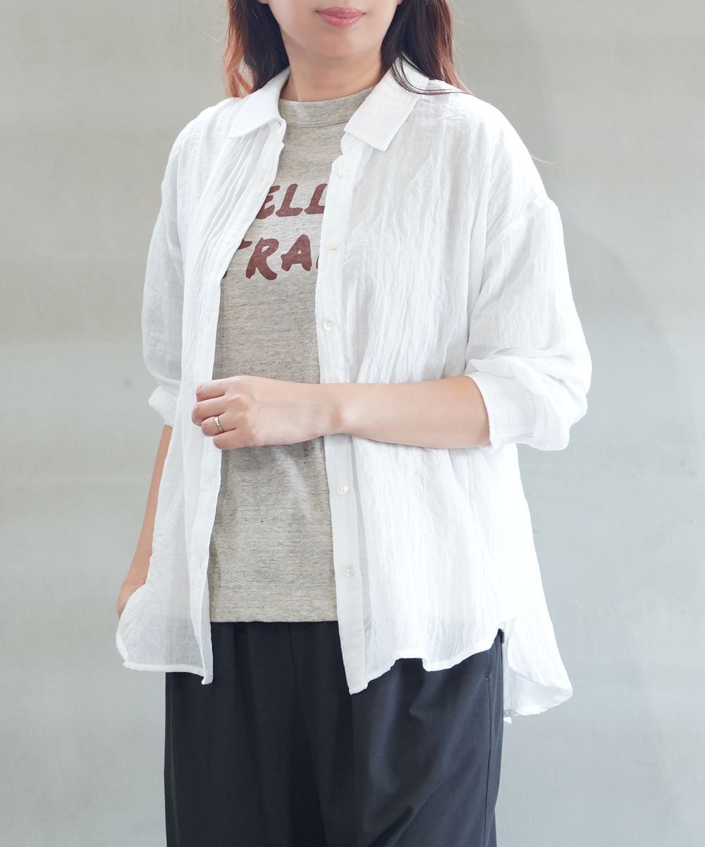 huitieme nid ユイティーム バックタックシアーシャツ ブルーコムブルー トップス シャツ・ブラウス