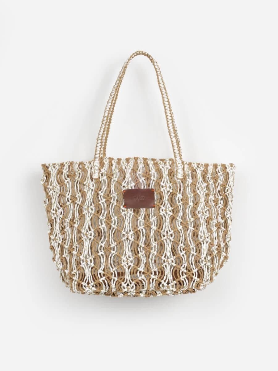 【SALE／49%OFF】Vin メタリックヤーンレーシートートバッグ ヴァン バッグ トートバッグ ベージュ【送料無料】