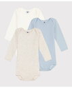 プチバトー　ベビー服 【SALE／30%OFF】PETIT BATEAU 長袖ボディ3枚組 プチバトー マタニティウェア・ベビー用品 ロンパース・カバーオール【送料無料】