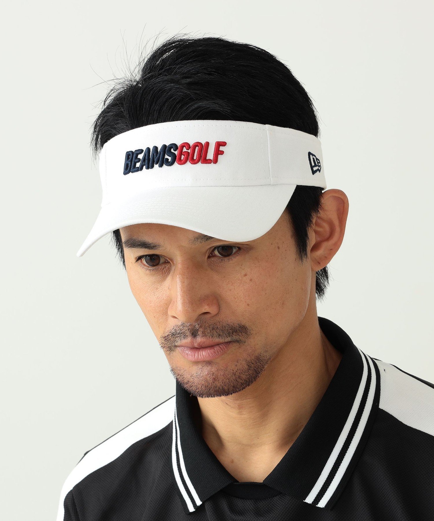 ビームス キャップ メンズ BEAMS GOLF NEW ERA * BEAMS GOLF / 別注 トリコロール サンバイザー ビームス ゴルフ 帽子 キャップ ホワイト ブラック【送料無料】