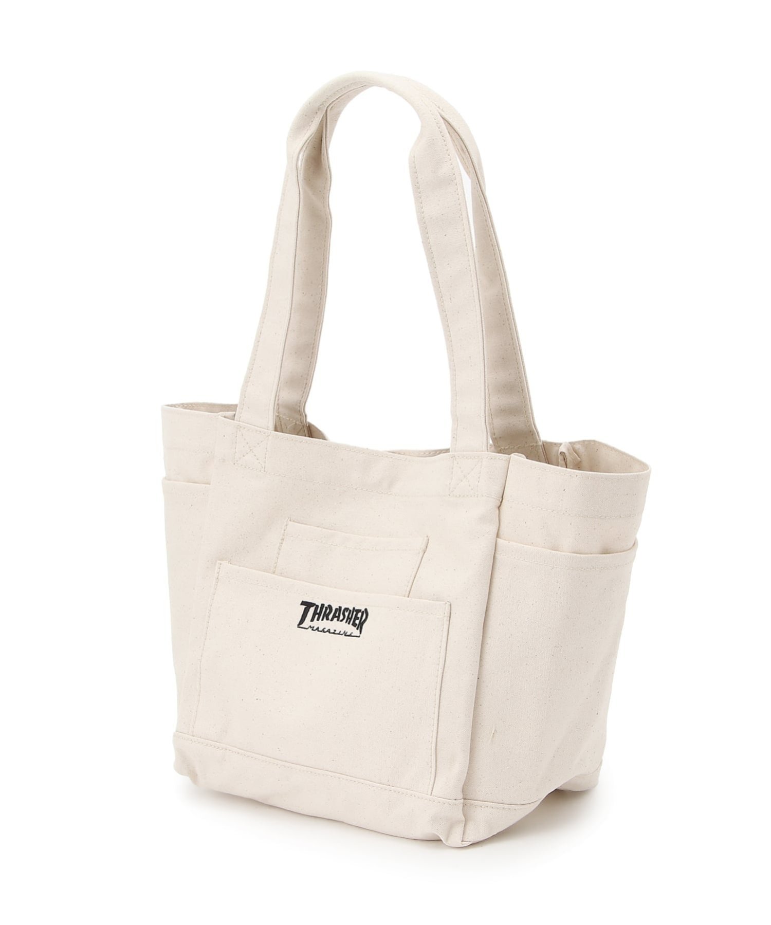 THRASHER THRASHER/(U)OUT POCKET TOTE BAG トートバッグ スラッシャー バイ リフルページ バッグ トートバッグ ホワイト