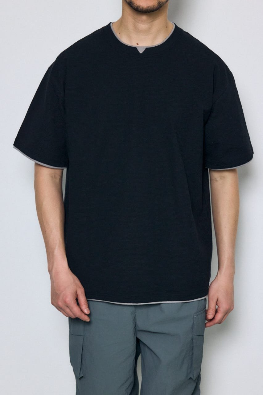 デジタルボーダーフェイクレイヤードトップス アズールバイマウジー トップス カットソー・Tシャツ ホワイト ブラック ブラウン